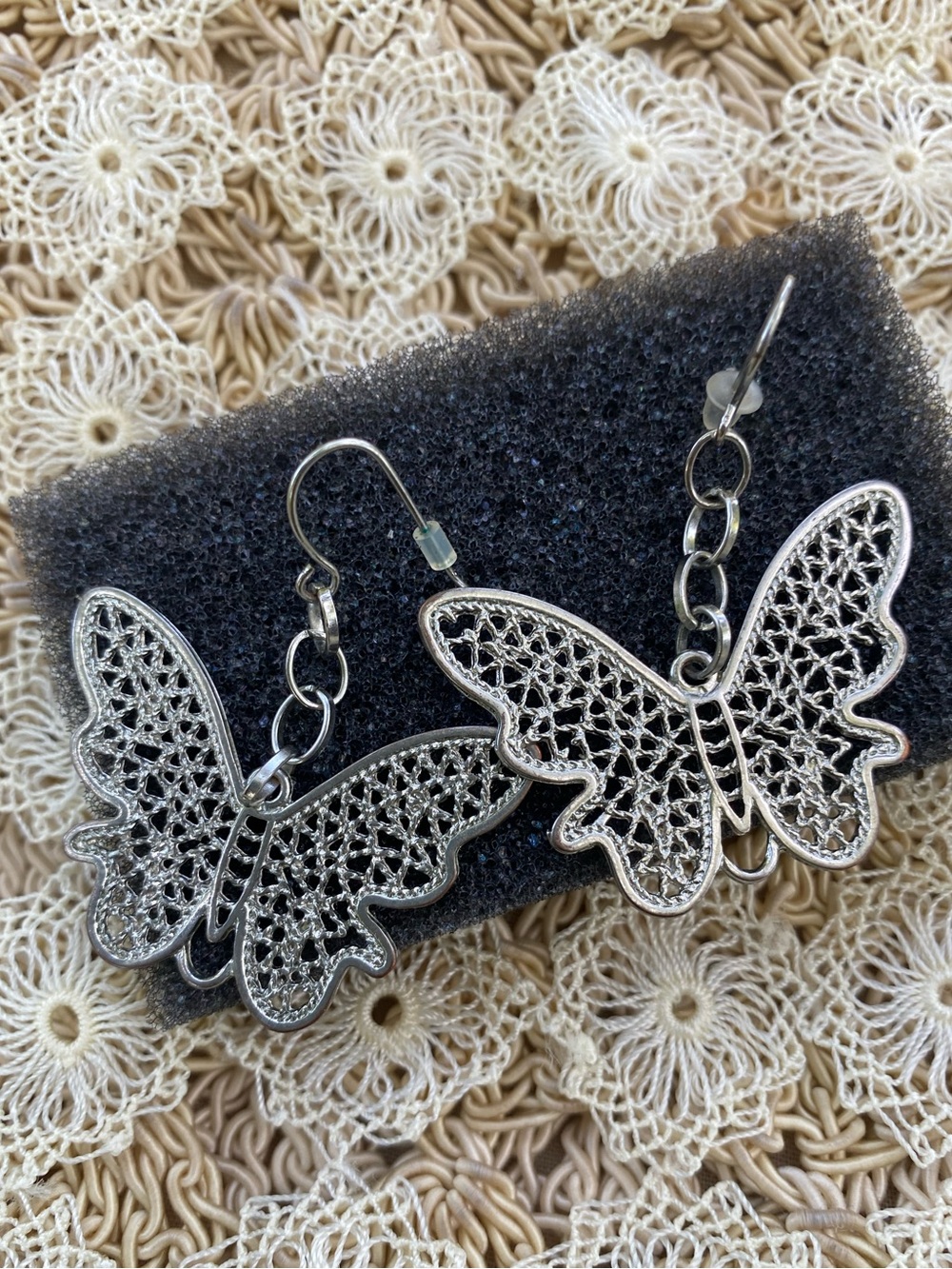 Fairycore Silver Butterfly Filigree Drop Earrings - Women Jewelry